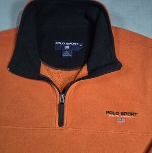 Vintage Polo Sport Ralph Lauren Men's PolarTec Orange Fleece Pullover XXL